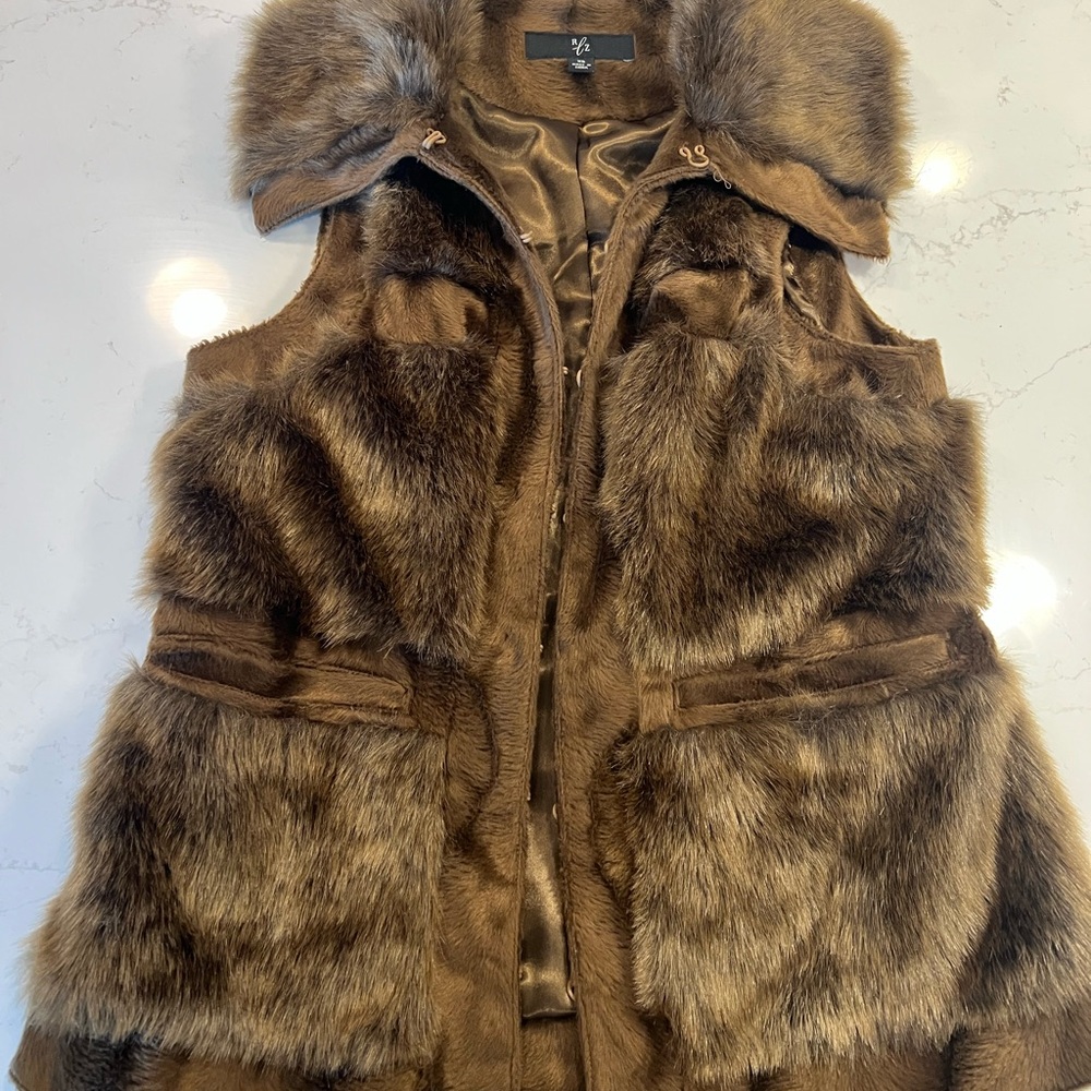Rachel Zoe Luxe Brown Faux Fur Vest